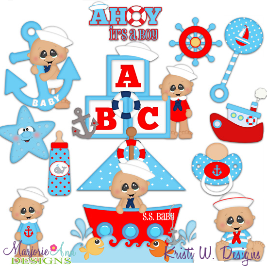 Ahoy It's A Boy SVG Cutting Files + Clipart - Click Image to Close